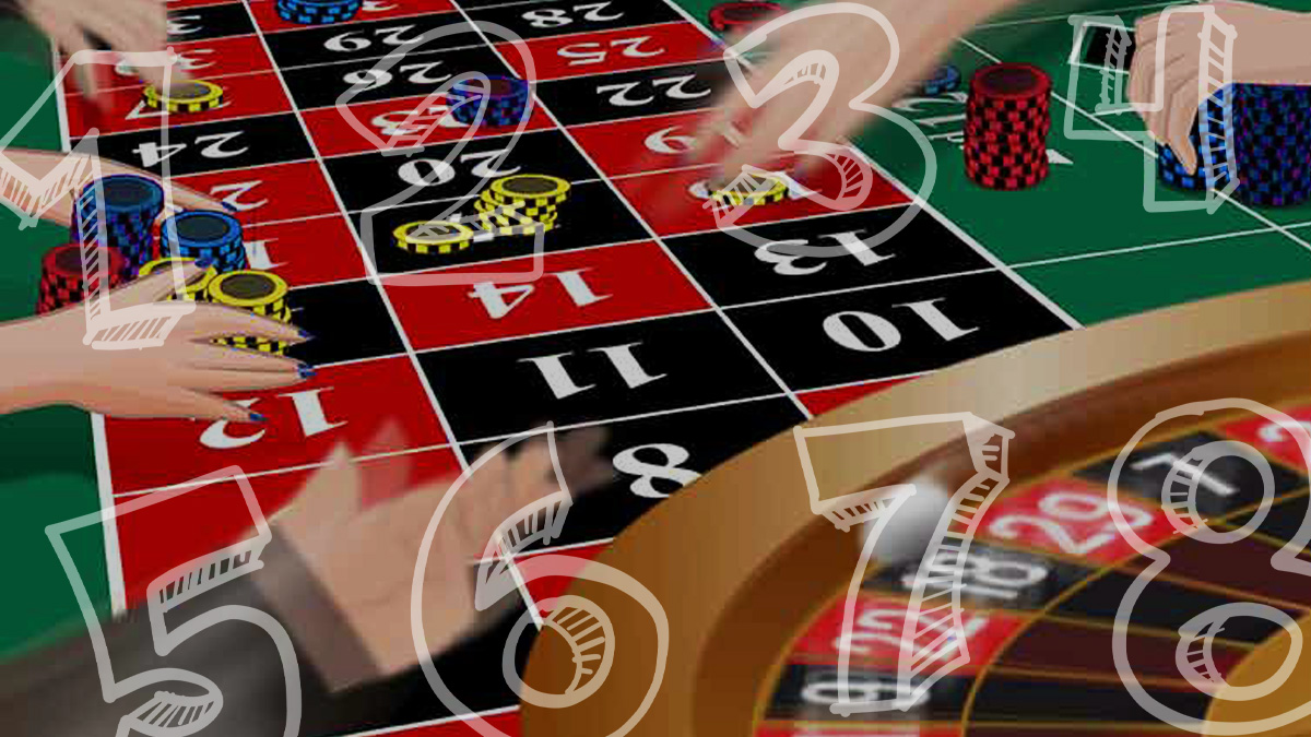 People Playing Roulette Casino Game, Numbers in Background