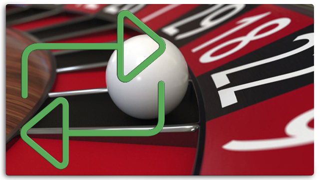 Roulette Wheel, Ball, Arrows Repeating Cycle