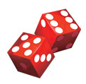 Two Red Dice Stacked on Top of Each Other