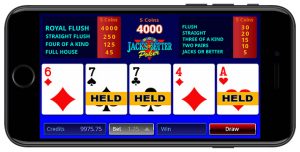 Video Poker Jacks or Better Game Displaying on iPhone