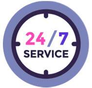 24/7 Service Displaying on Oval Icon