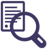 Magnifying Glass Looking Over Document, Icon