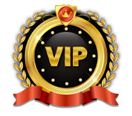 VIP Logo Inside Gold Emblem and Red Ribbon