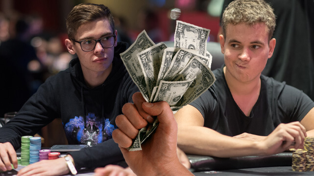 Poker Pro Fedor Holz and Hendrik Latz, Hand Holding Out Money Bills