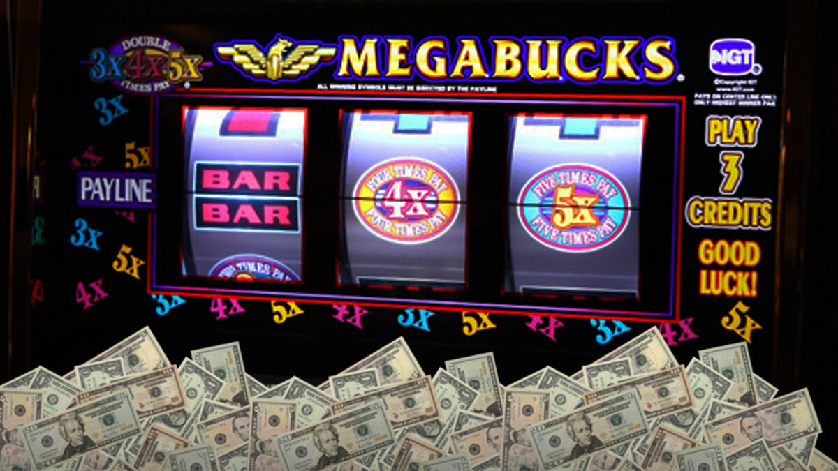 Megabucks Slot Machine Reels, Pile of Money