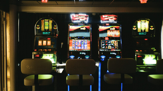 Row of Casino Slot Machines