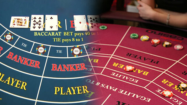 Split Image of Two Different Baccarat Tables at the Casino