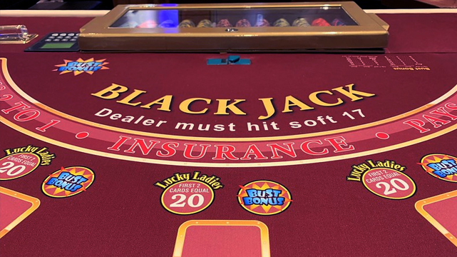 Closeup of a Blackjack Table