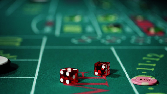 Closeup of Dice on a Craps Table