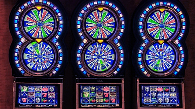 Closeup of Slot Machine Bonus Spin Wheels