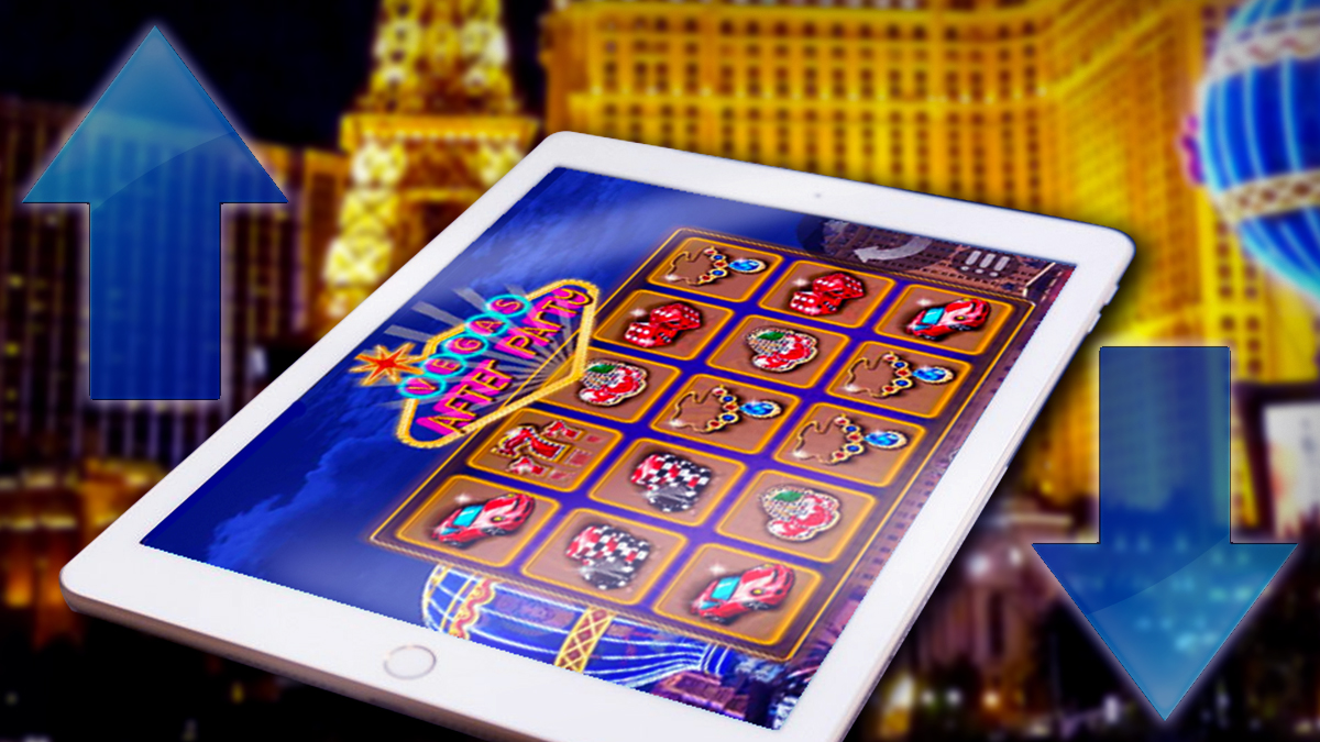 Tablet With an Online Casino With Casino Backgound