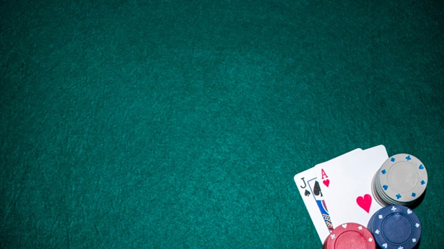 Wide View of Poker Hand and Table