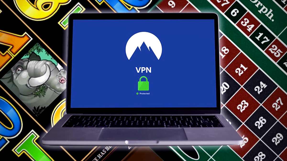 Laptop With VPN Software With an Online Casino Background