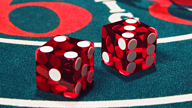 Closeup of Craps Dice on a Craps Table