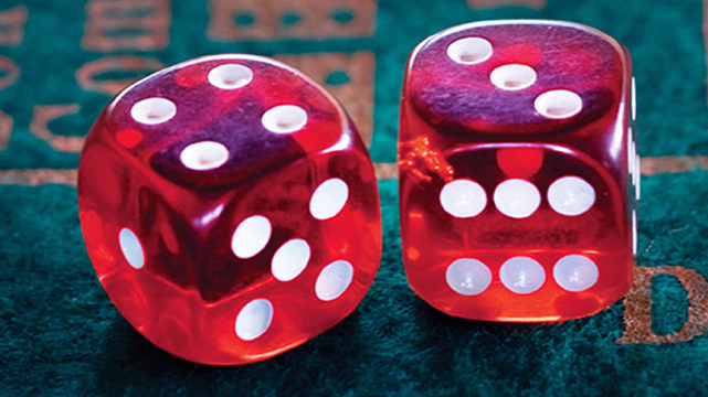 Closeup of Craps Dice on a Craps Table