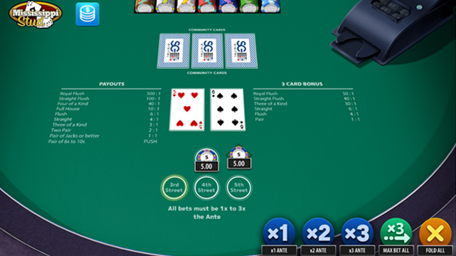 Online Casino Mississippi Stud Poker Game