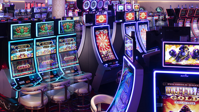 Rows of Various Slot Machines