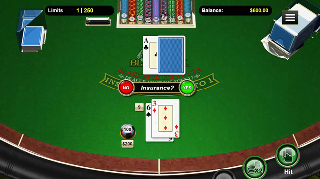 Online Blackjack Asking for Insurance