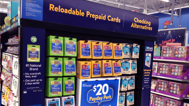 Shelf of Pre-Paid Bank Cards