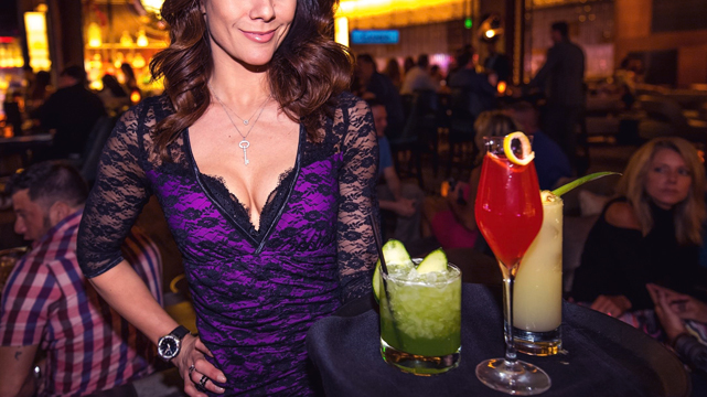 Cocktail Waitress With a Drink Tray