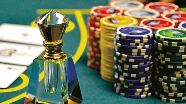 Roulette Marker and Stack of Casino Chips