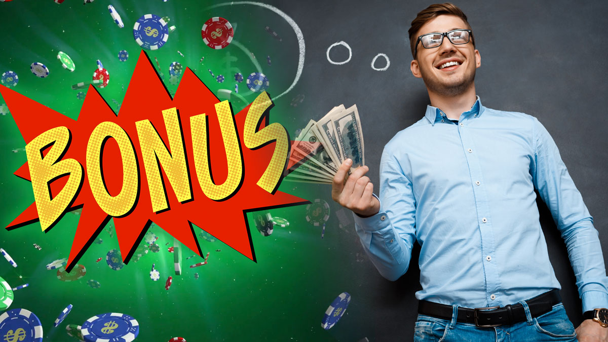 Happy Man Holding Money With a Bonus Graphic