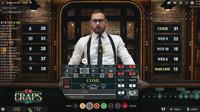 Live Dealer Craps Online by Evolution Gaming