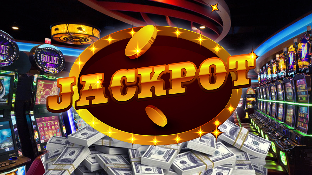 Jackpot Graphic With Cash and Slots