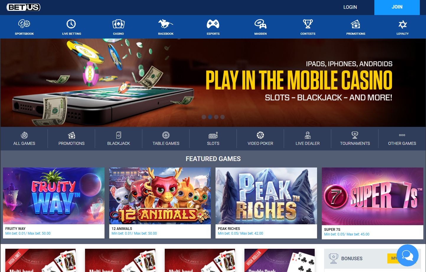 BetUS Casino Screenshot Thumbnail