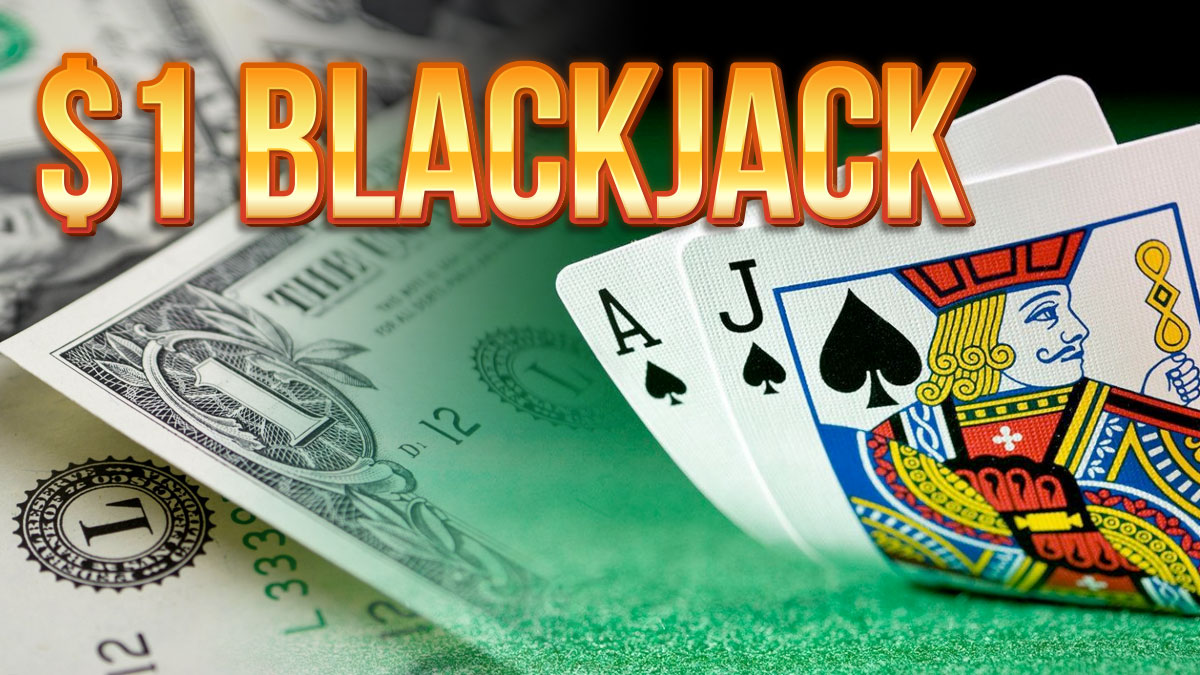 $1 Blackjack With Money and Cards on a Table