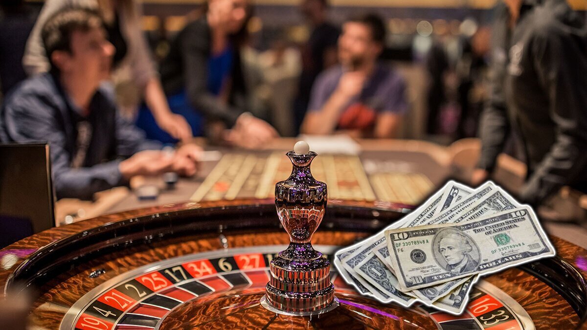 Roulette Table with a Small Pile of Money on Bottom RIght