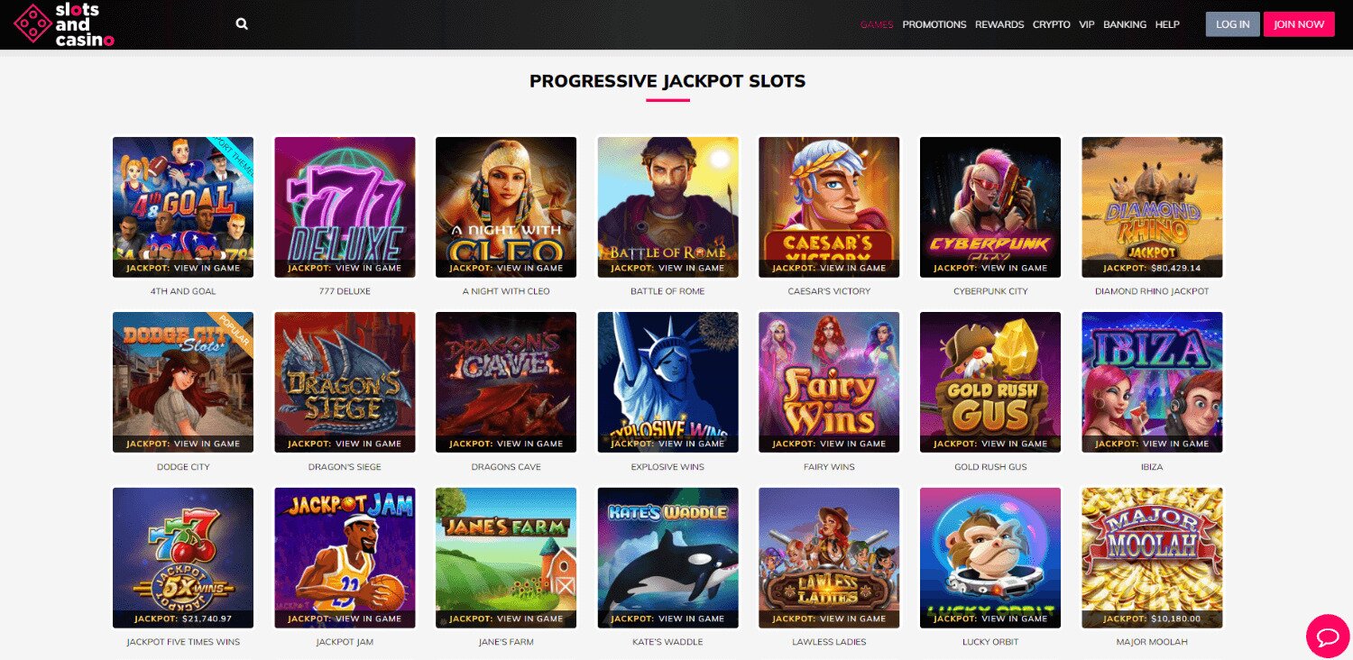 SlotsandCasino Progressive Jackpot Slots