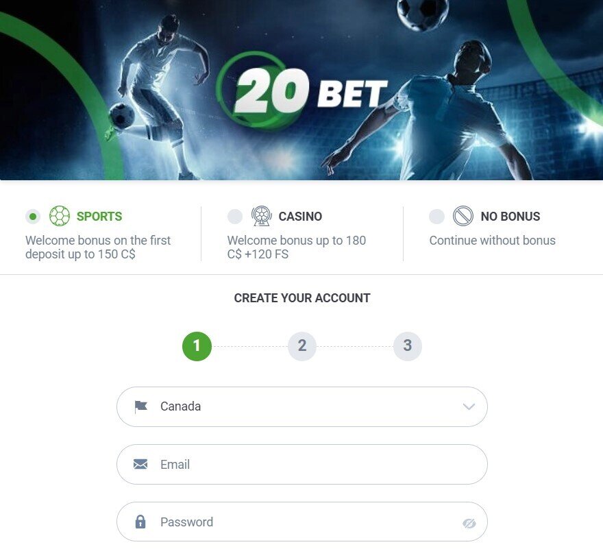 20Bet Signup Form